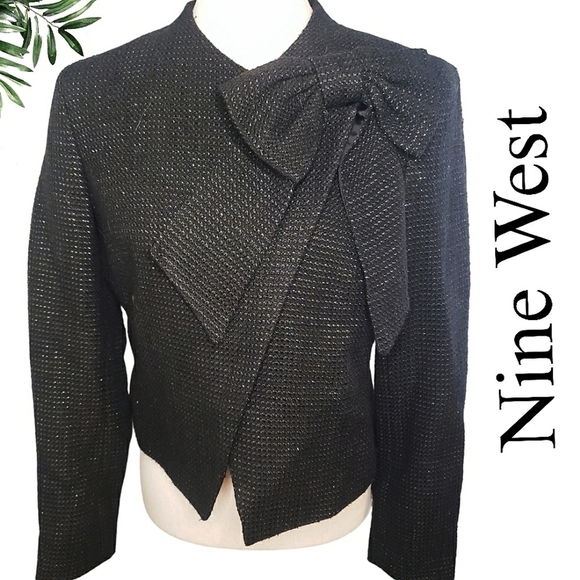 Nine West Jackets & Blazers - Stunning Nine West Jacket Bow Accent Asymmetrical Zip Size 6 Date night Party
